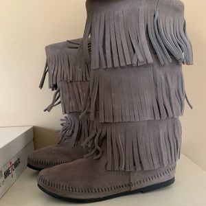 Suede fringe boots!
